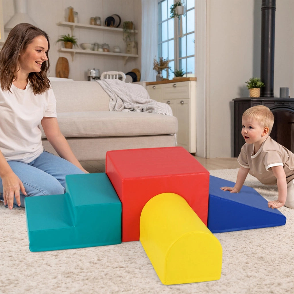 Set di blocchi in schiuma per arrampicarsi e gattonare per Bambini, Set di giocattoli morbidi da interno per bambini Rosso-Giocattoli educativi