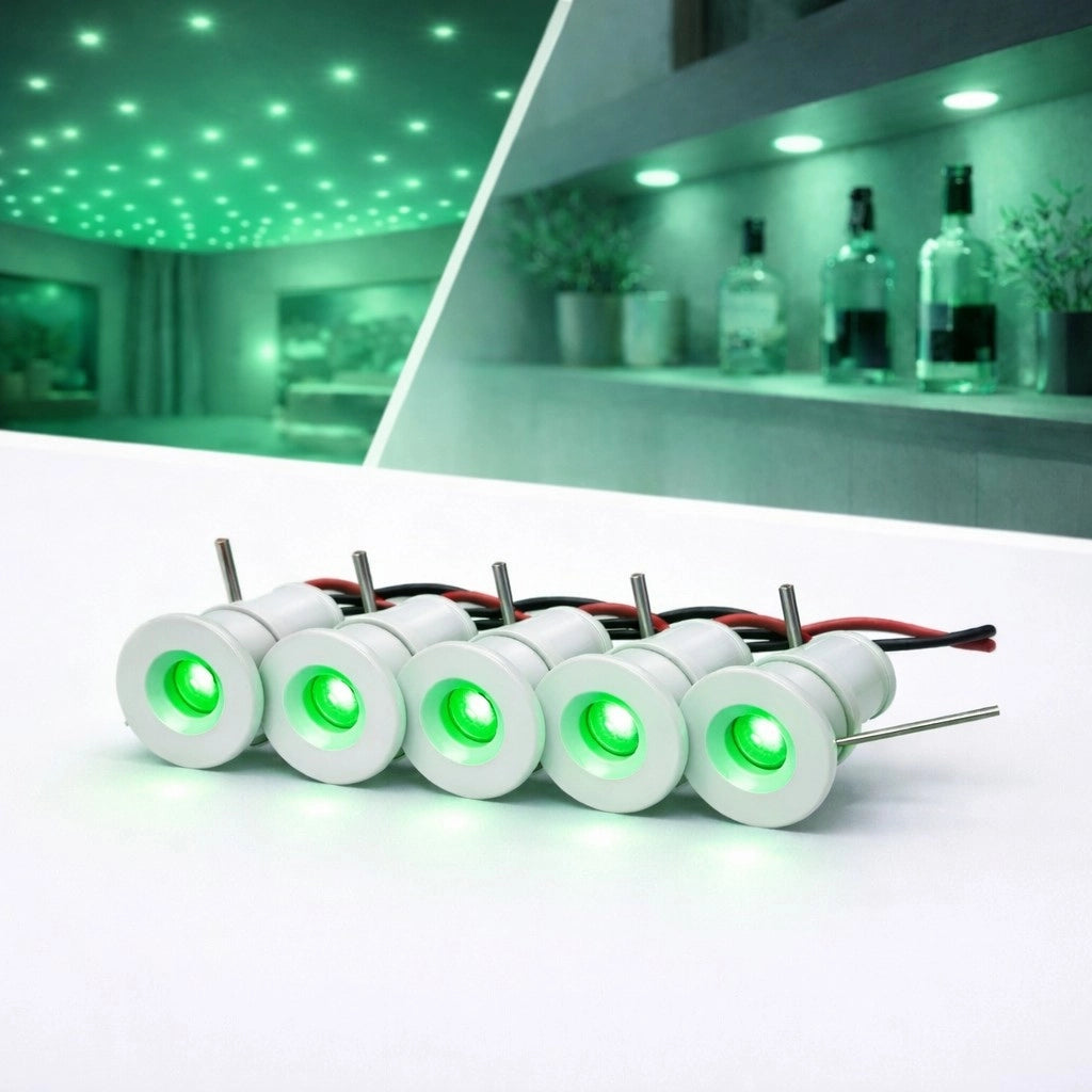 Mini faretto LED Bianco da incasso 1W 12V IP65 punto luce Verde cielo stellato per bagno doccia esterno segnapasso scale vetrine mobili camper