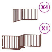 Cancelletto di sicurezza per animali domestici porta pieghevole 12 pannelli legno di pioppo marrone 02_0023155