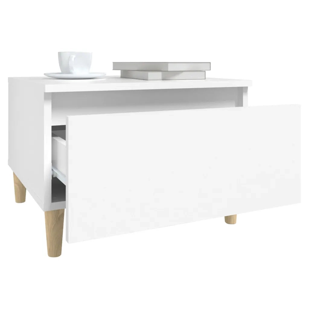 Tavolini Bianchi 2 pz | Tavolo laterale 50x46x35 cm in Legno Multistrato
