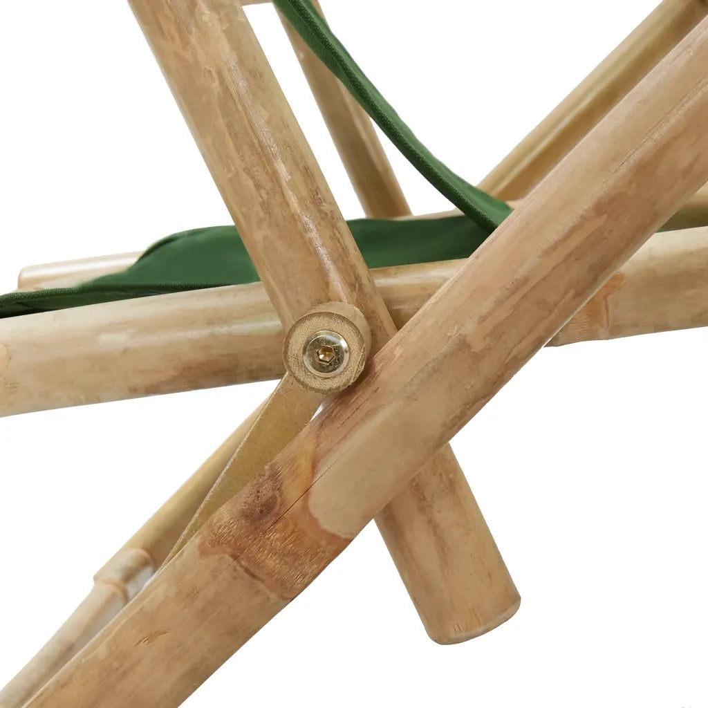 Sedia Reclinabile Relax Verde in BambÃ¹ e Tessuto cod mxl 13888