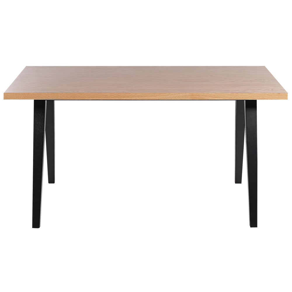 Tavolo in legno chiaro e nero piano MDF gambe legno di caucciù 150 x 90 cm