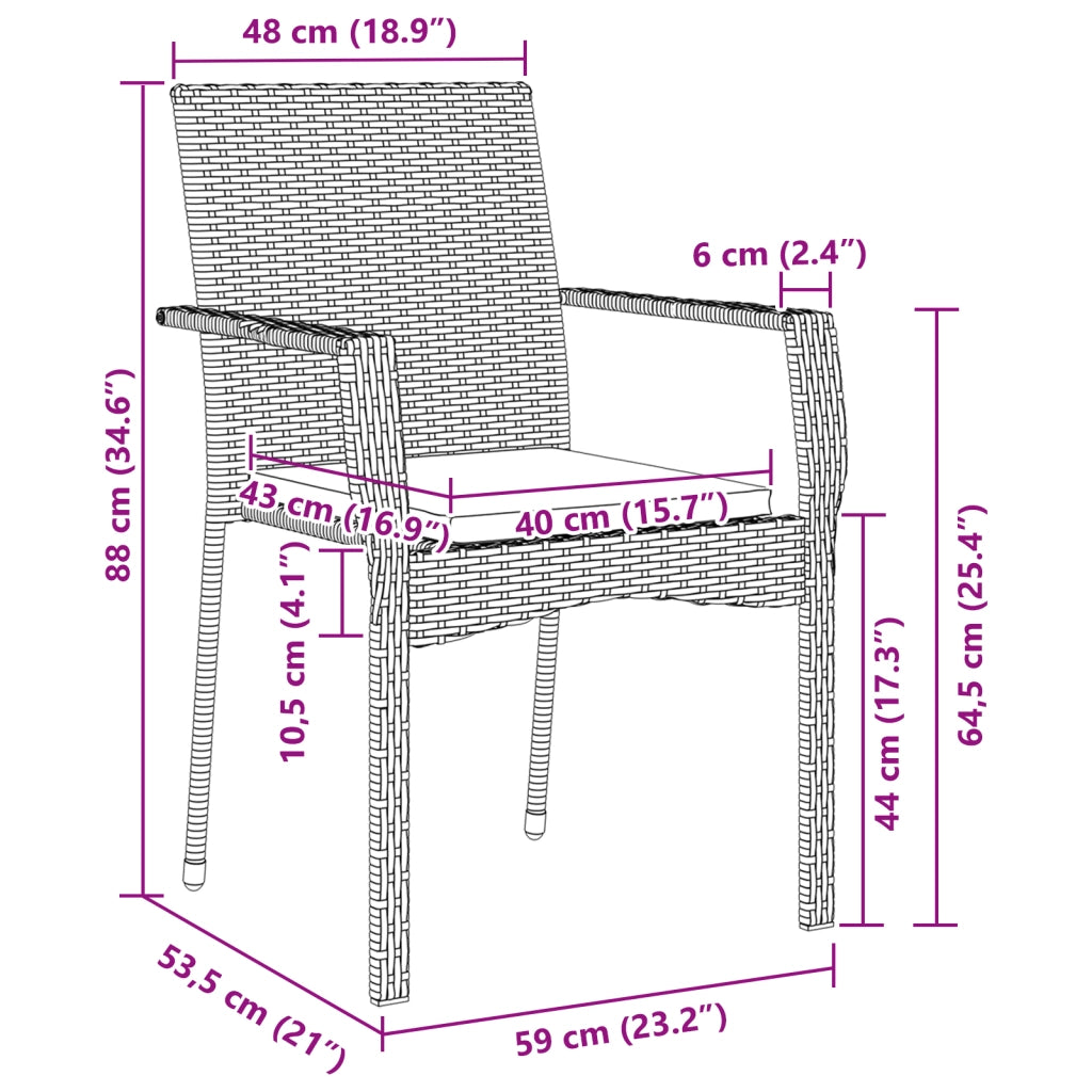 Set da Pranzo da Giardino in 5 Pezzi con Cuscini Nero Polyrattan