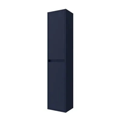 Colonna bagno sospesa 140 cm blu satinato ripiani regolabili Gaya
