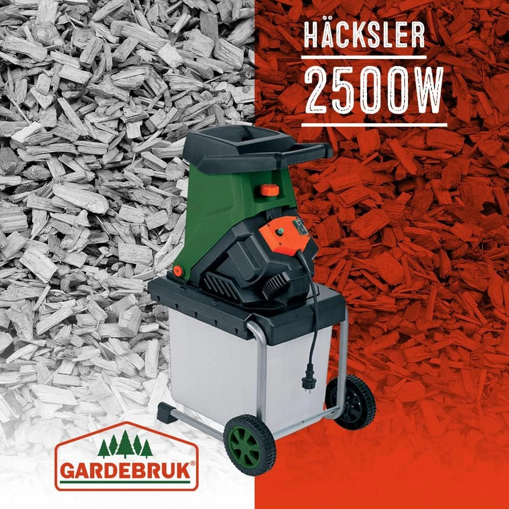 ® Trituratore da Giardino 3100 W max. 40 mm di Spessore Rami Elettrico 50 L Robusta Cesta di Raccolta Trituratore di Rami in Acciaio