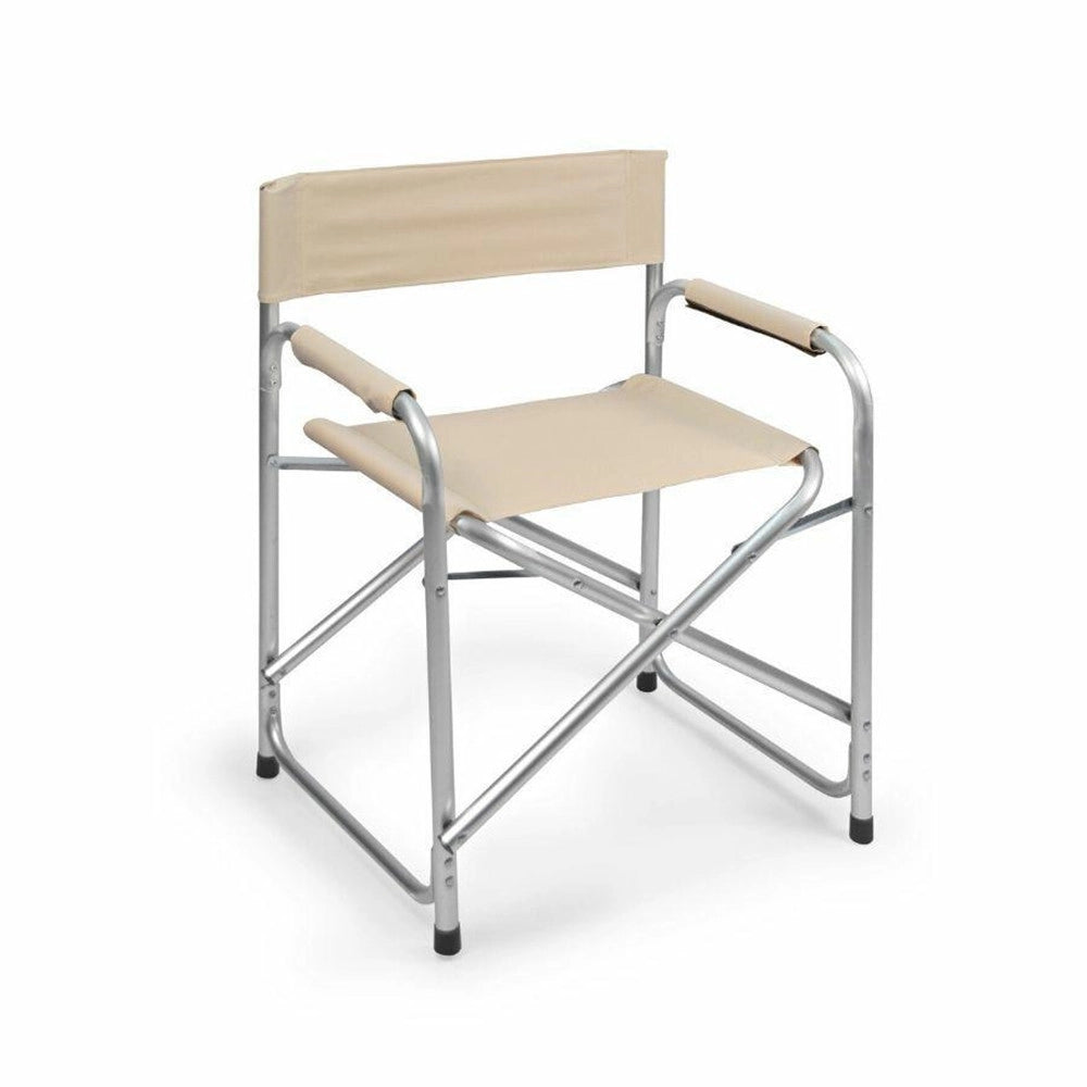 Trade Shop - Sedia Regista Crema In Alluminio Per Mare Pesca Spiaggia Giardino Pieghevole 490006 -