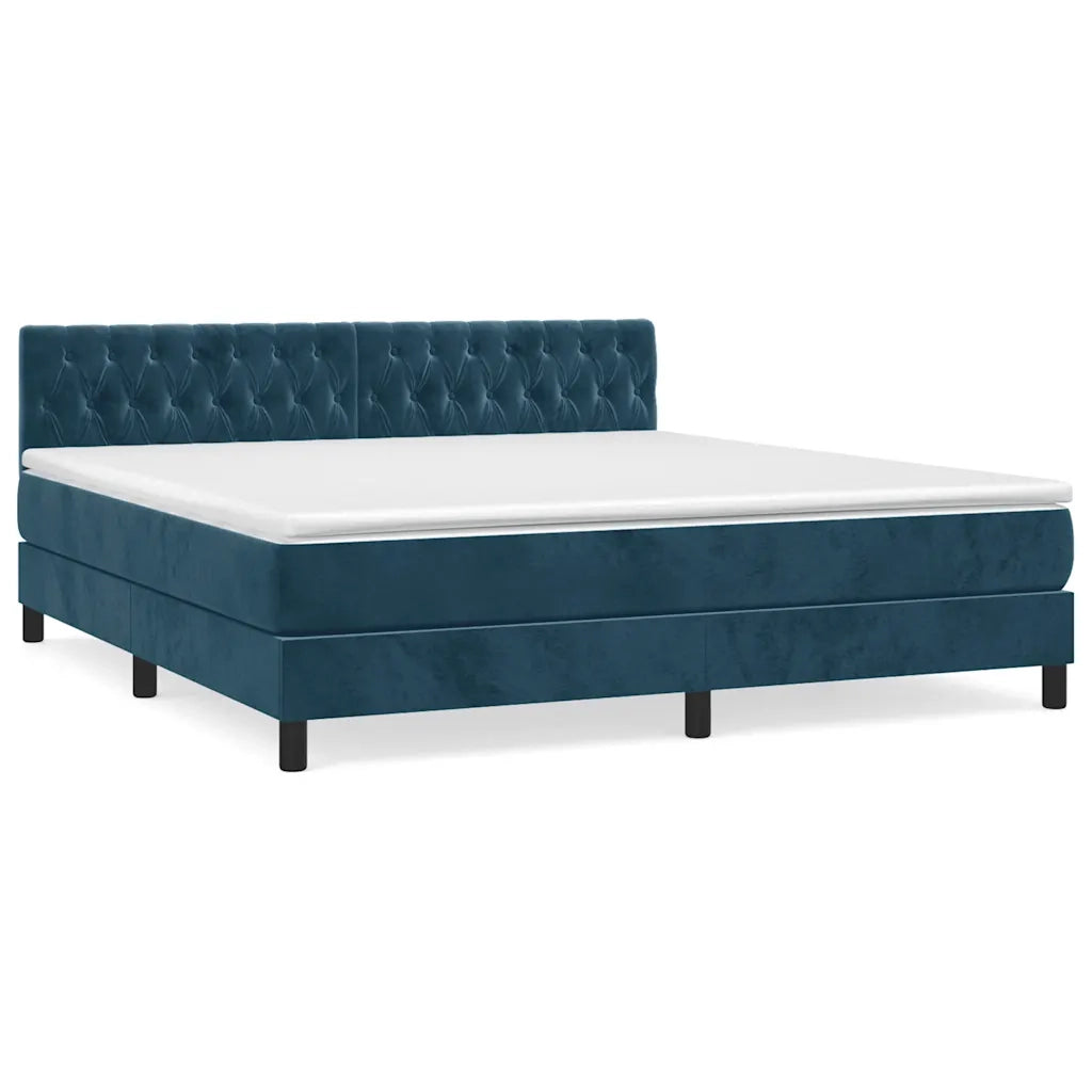 Giroletto a Molle con Materasso Blu Scuro 180x200 cm in Velluto 3141501