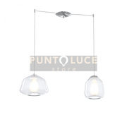 SOSPENSIONE CROMO 2 LUCI SPOSTABILE VETRI ALPHA + BETA TRASPARENTI 1176CR-S2 S AB-TR
