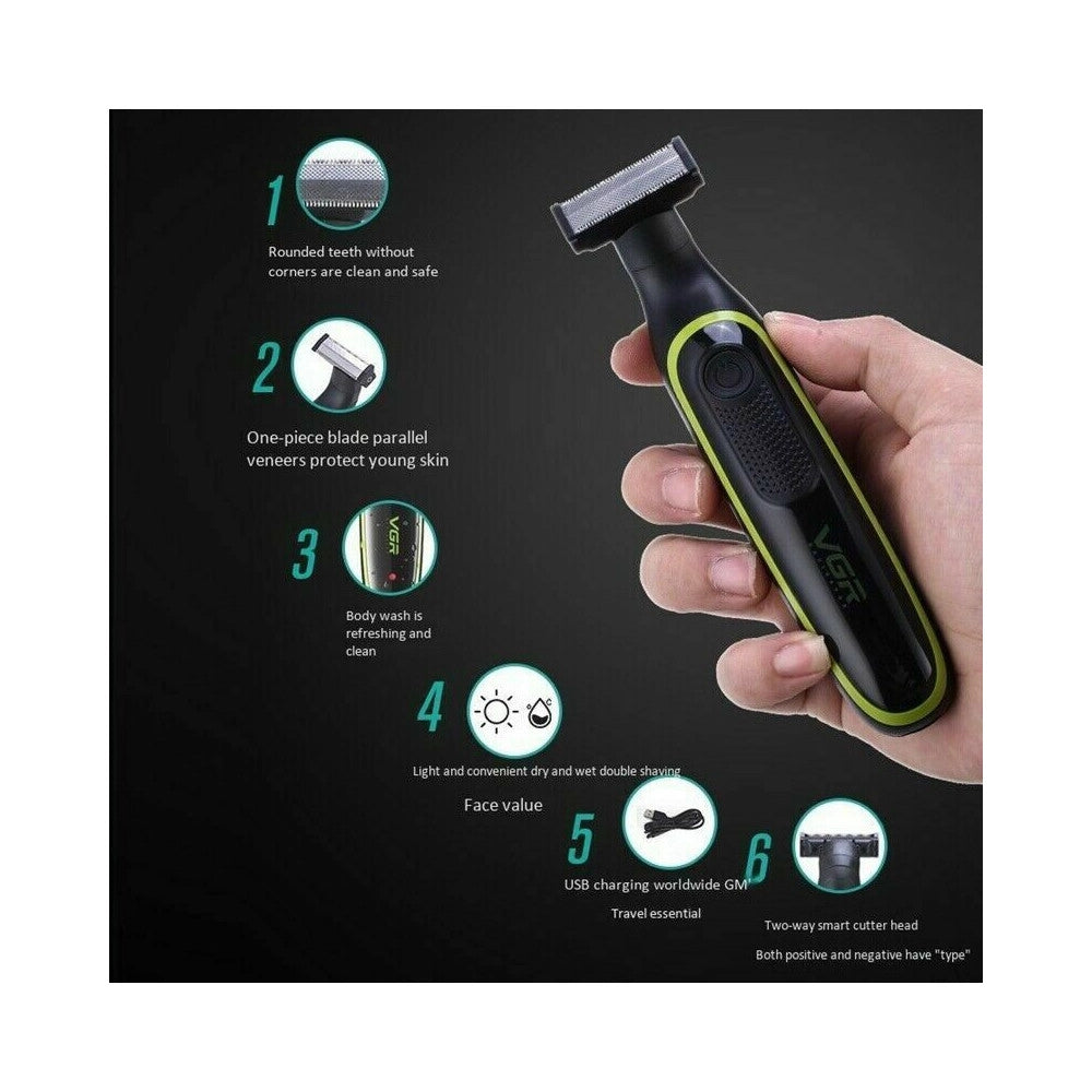 Trade Shop - Micro Rasoio Ricaricabile Elettrico Barba Capelli Peli Naso Uomo Portatile Usb -
