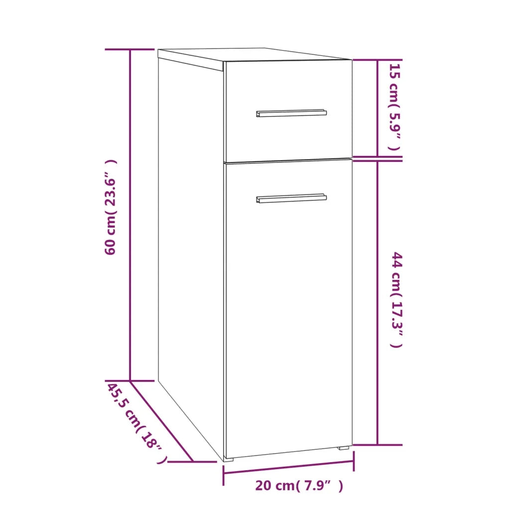 Mobile Farmacia Grigio Sonoma 20x45,5x60 cm Legno Multistrato 815865