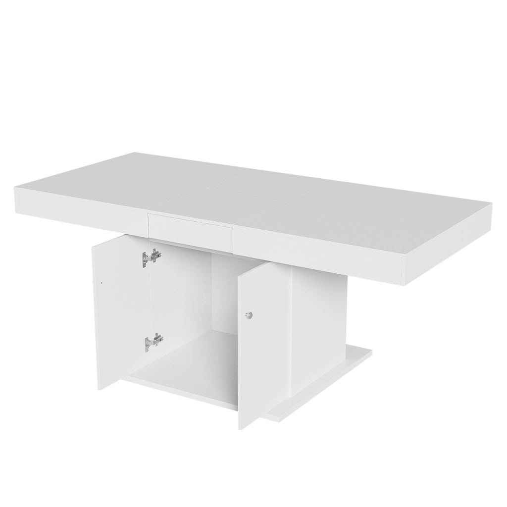 Tavolo da Pranzo Allungabile ¨C MINIMAL ¨C Bianco, Rettangolare, Salvaspazio, 140/180x80x76cm