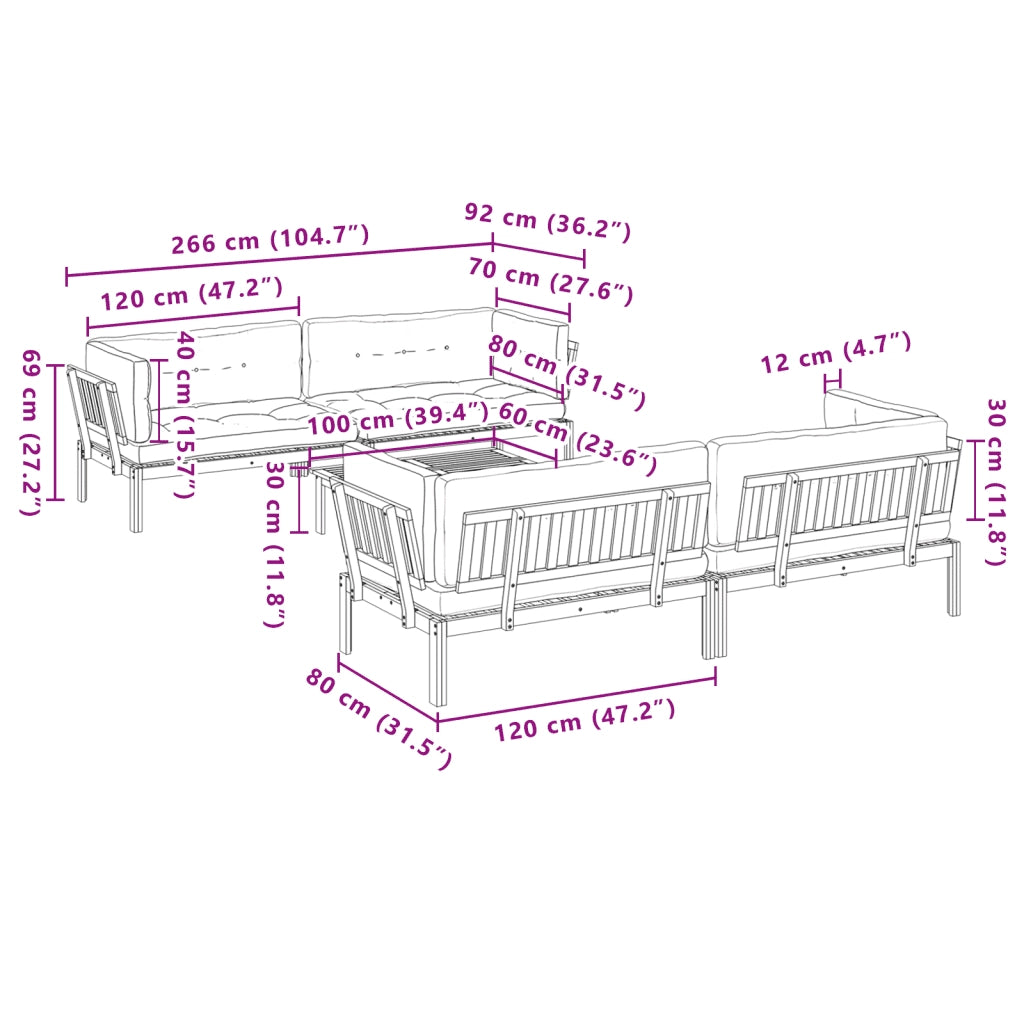 Set Divano Pallet Giardino 5pz con Cuscini Massello Acacia 3209421