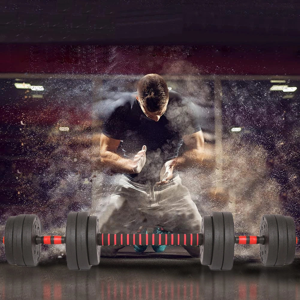 Set Manubri da 25kg (4x2.5kg+4x2kg+4x1.5kg) Bilanciere Pesi Fitness Rosso e Nero
