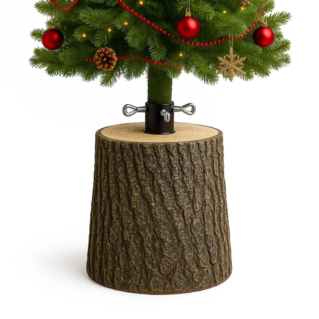 Kawaki S - Base a Tronco per Albero di Natale da 120 a 240 cm H31 cm Effetto Corteccia Realistico
