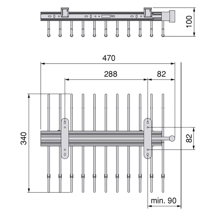Porta Pantaloni Estraibile per Armadio 11 Grucce in Acciaio Emuca Cromato