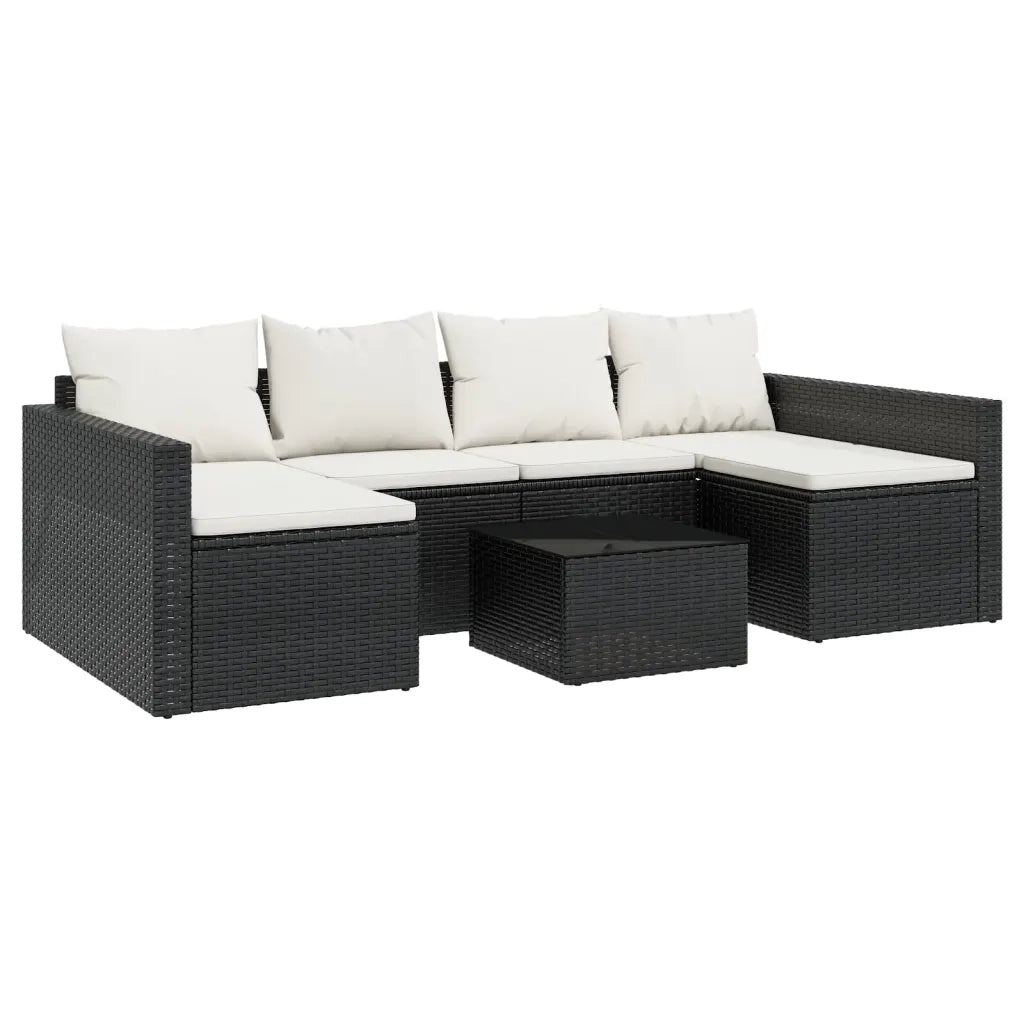 Set da Giardino 2 pz con Cuscini Nero in Polyrattan 362343