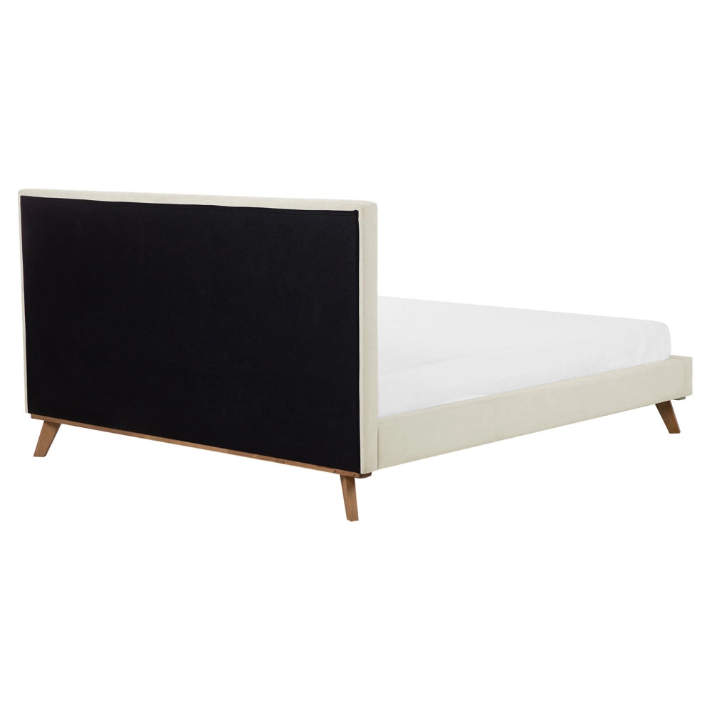 Letto 160 x 200 cm Beige Ciniglia imbottita con struttura a canale testiera trapuntata