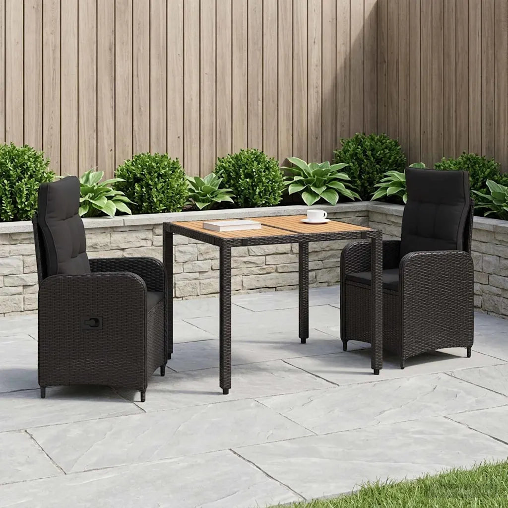 Set da pranzo per esterni 3 pz Nero 3422262