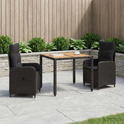 Set da pranzo per esterni 3 pz Nero 3422262