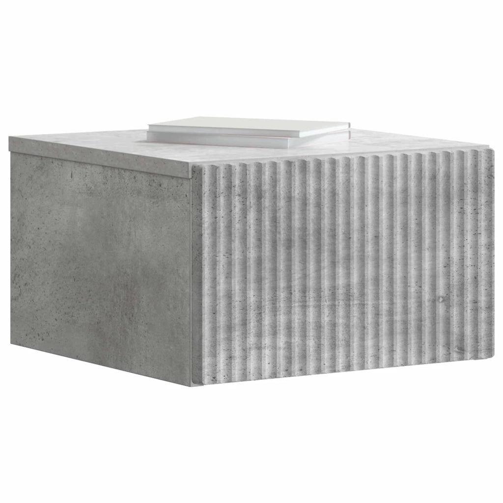 Mobiletto da notte a muro con cassetto 2 pcs Grigio Cemento 898432