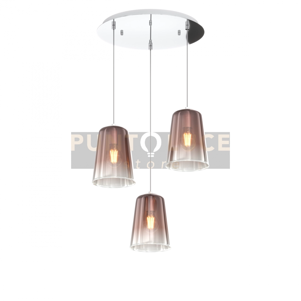 SOSPENSIONE CROMO TONDA 3 LUCI RAME 1164CR-S3 T-RA