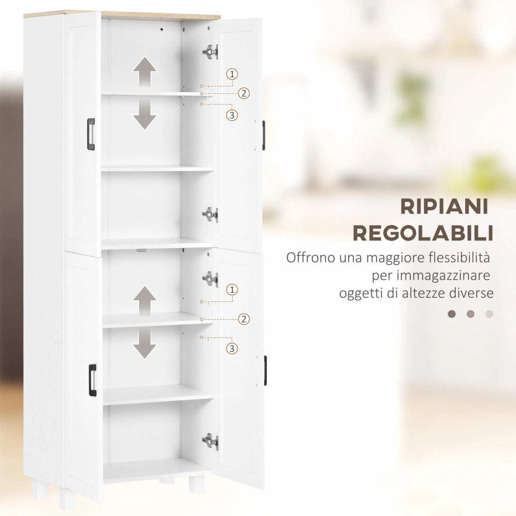 Mobile Dispensa da Cucina 60x30x170,5 cm a 4 Ante in Legno Bianco