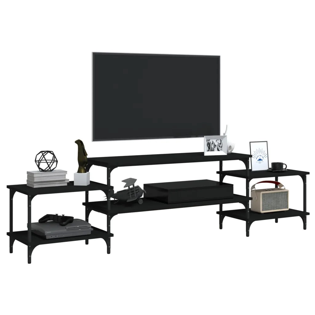 Mobile Porta TV Nero 197x35x52 cm in Legno Multistrato