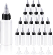 Set di flaconi trasparenti da 25 pezzi con set di imboccature piccole, flaconi di plastica LDPE Boston da 1 oz, flaconi vuoti da 30 ml con kit di chiusura a vite per inchiostri, oli e liquidi, plastica