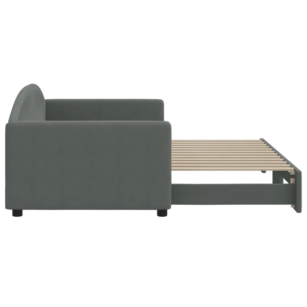 Divano Letto con Letto Estraibile Grigio Scuro 90x200cm Tessuto