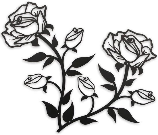 Arte decorativa metallica per parete - disegno di rosa - 1 pezzo - rosa - acciaio - 38cm x 23cm