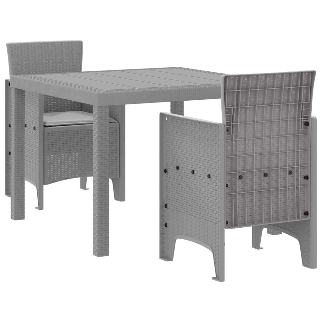 Set da Pranzo per Giardino 3 pcs Grigio chiaro Polipropilene