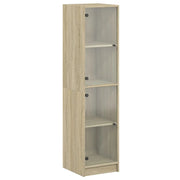 Credenza | Madia | Buffet da pranzo | Armadio da pranzo con Ante in Vetro Rovere Sonoma 35x37x142 cm