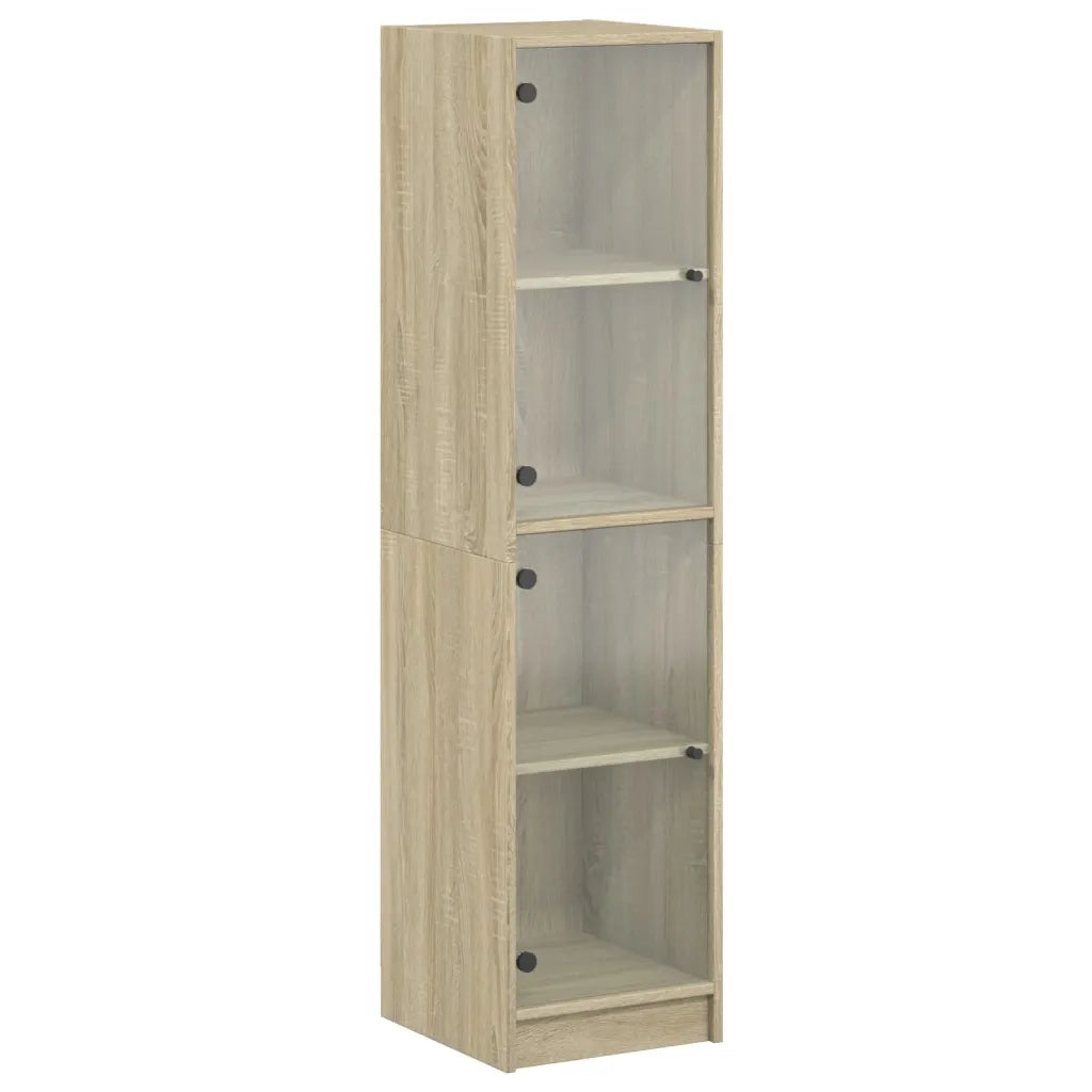 Credenza | Madia | Buffet da pranzo | Armadio da pranzo con Ante in Vetro Rovere Sonoma 35x37x142 cm