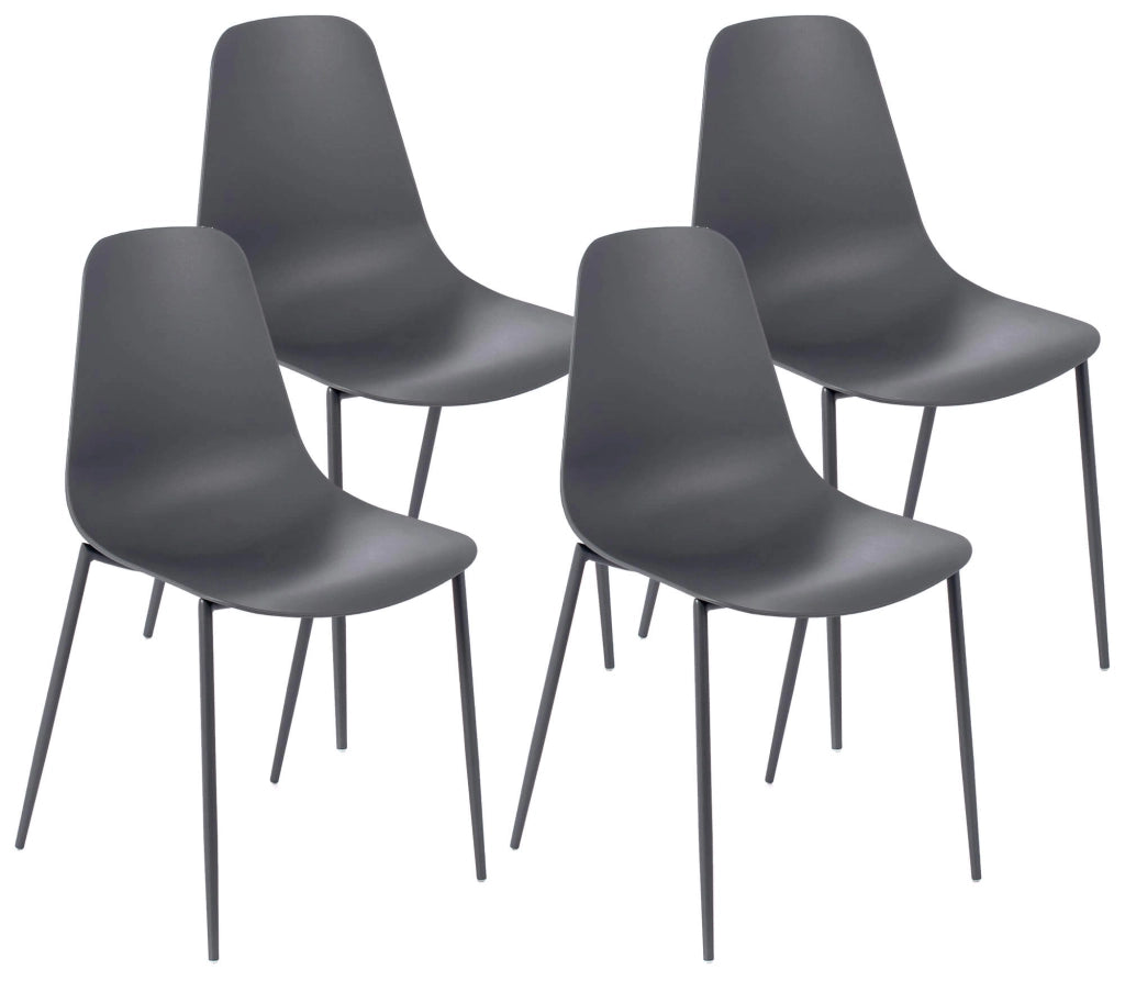 Set 4 Sedie 49x48,5x88 cm in Polipropilene Grigio Scuro