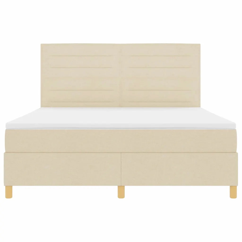 Letto a molle con materasso Crema 180 x 200 cm Tessuto 3339565