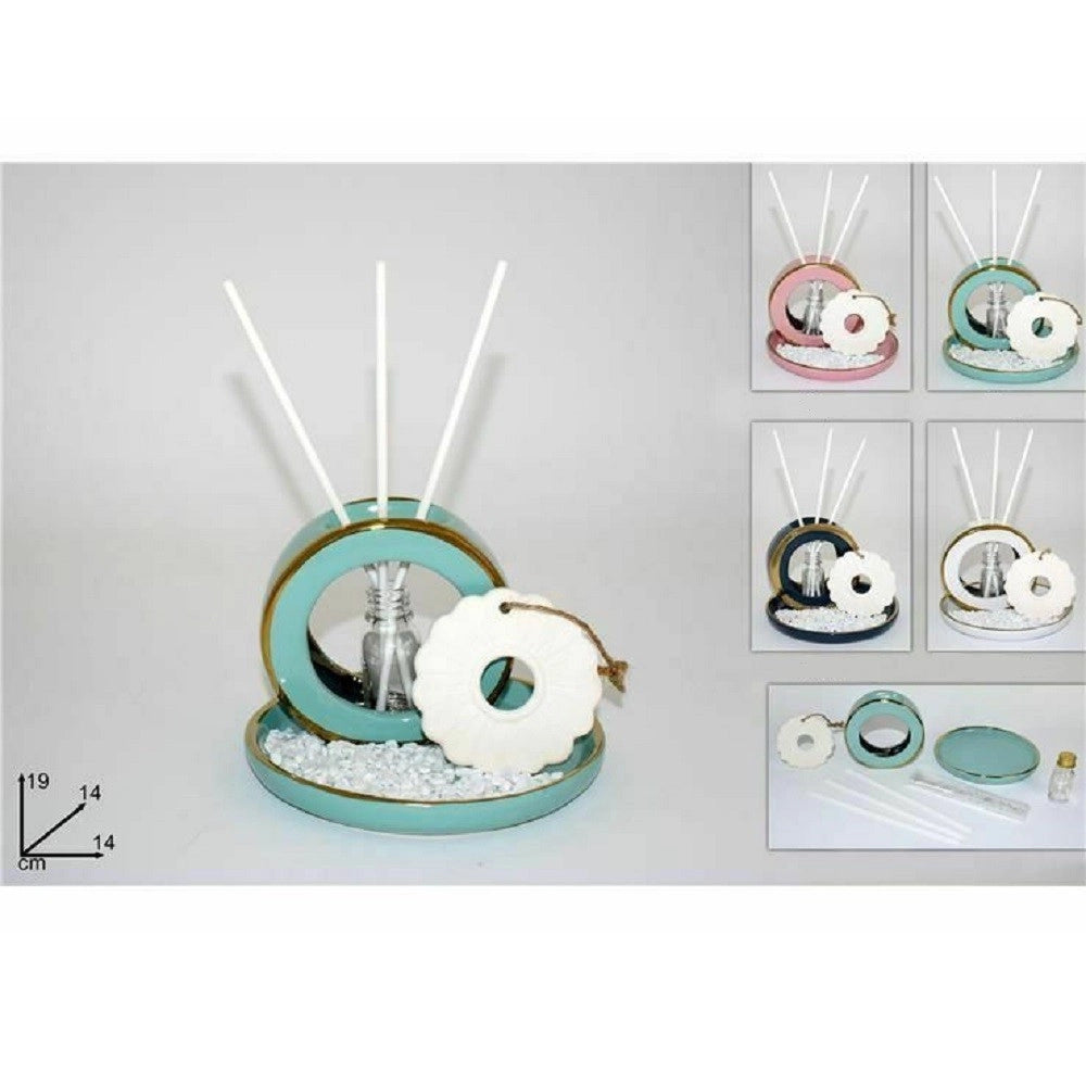 Trade Shop - Set Profumatore D'ambiente Cerchio Con Bastoncini Idea Regalo 4 Colori Cm001434 -
