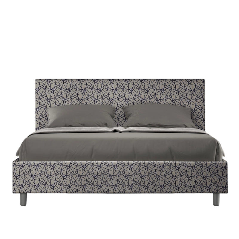 Letto imbottito Matrimoniale 160x200 cm tessuto Era Adele - Con rete,Blu