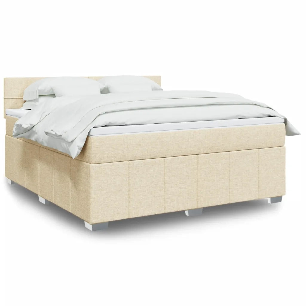 vidaXL Giroletto a Molle con Materasso Crema 180x200 cm in Tessuto