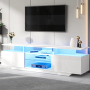 Mobile TV bianco con LED, 2 ante e 8 ripiani, 160 x 40 x 45 cm