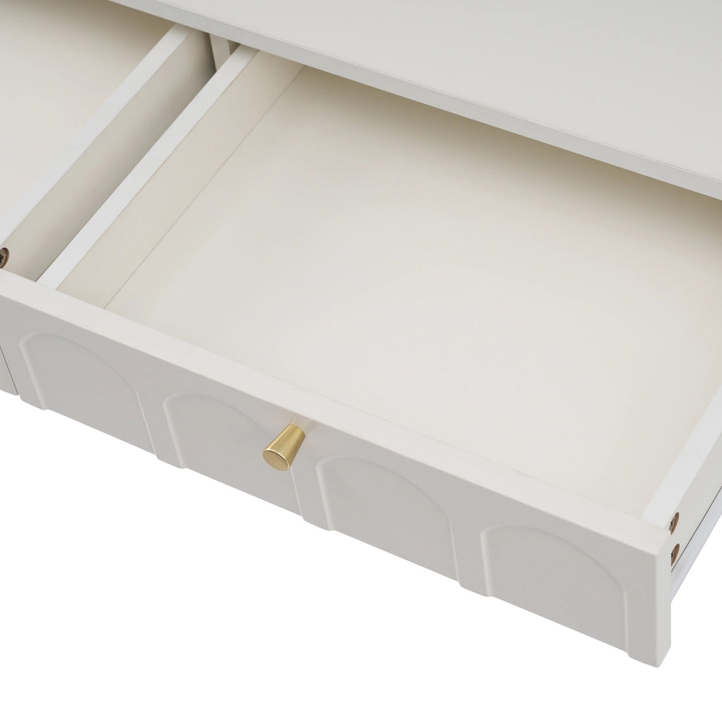 Toeletta con 2 cassetti 100x45x76;5 cm in truciolare e metallo; crema
