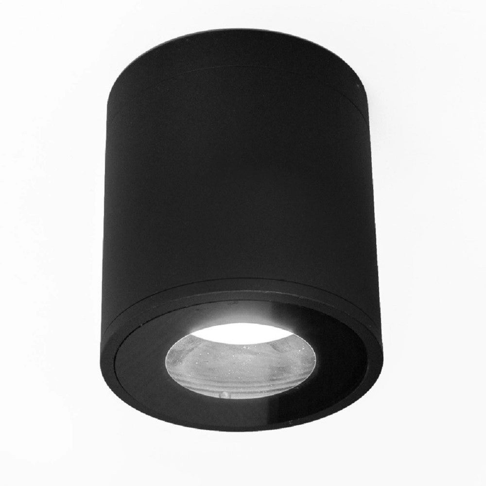 Trade Shop - Faretto Lampada Soffitto Attacco Gu10 Plafoniera Tonda Esterno Led Impermeabile - Nero