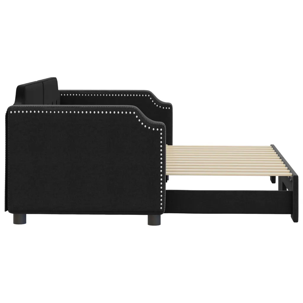 Divano Letto con Letto Estraibile Nero 80x200 Tessuto