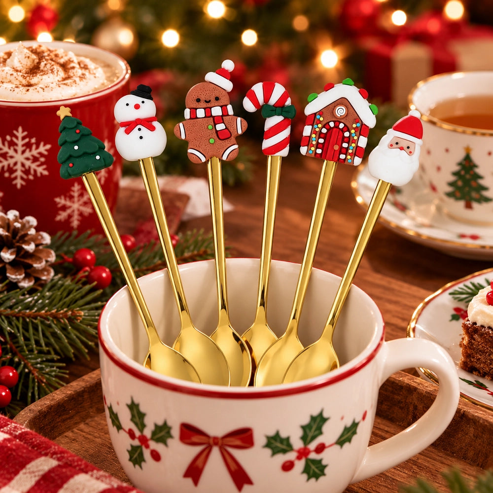 Set 6 Cucchiaini Tè Caffè Natale Tognana Jingle Bites Gold