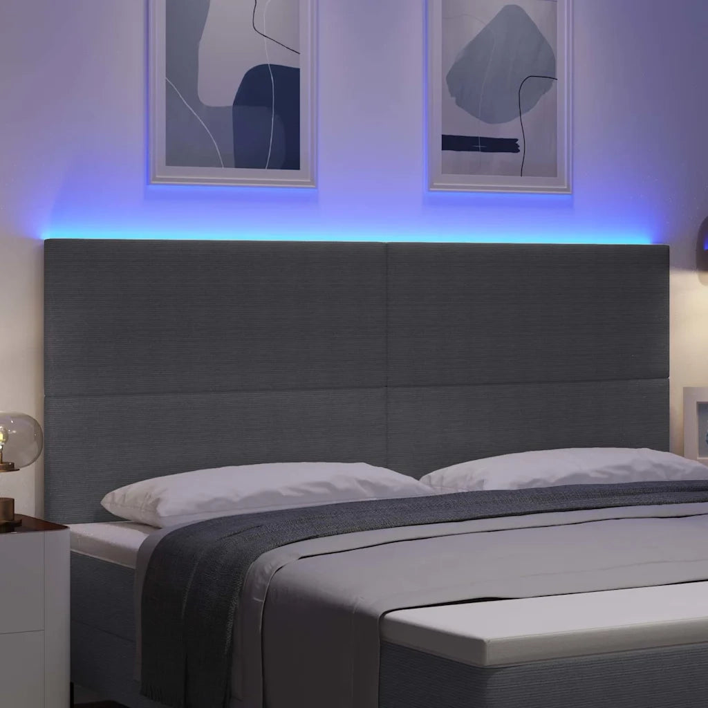 Testiera | Testata LED con Testiera | Testata Grigio chiaro 200 cm Tessuto in Cords
