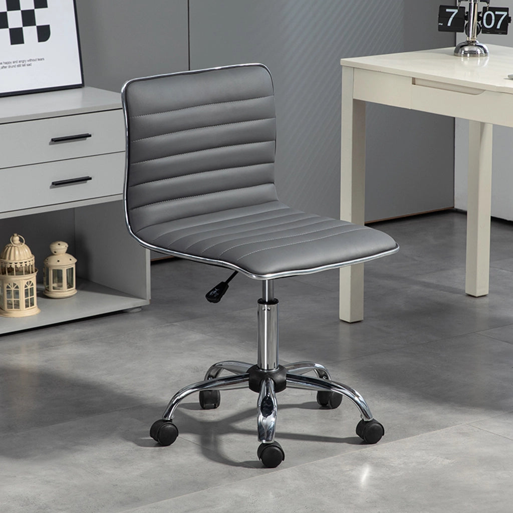 Sedia da ufficio girevole senza braccioli ¨C zephmum ¨C Grigio scuro imbottita PU