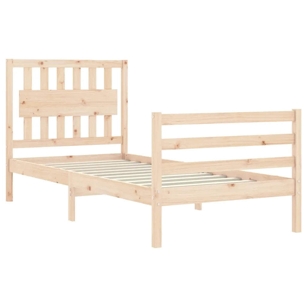 Giroletto con Testiera-Struttura Letto con testiera 90x200 cm in Legno Massello 778831