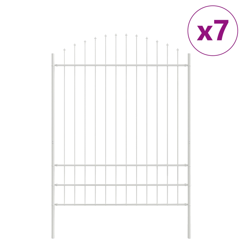 Recinzione da Giardino  con Parte Superiore ad Arco Bianca 11,9x2 m in Acciaio