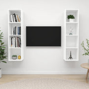 Mobile TV a Parete 2 pz-Set di 2 Mobile TV a Muro Bianco in Truciolato 385849