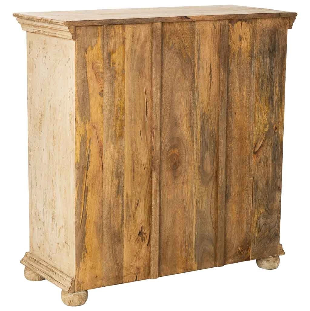 Credenza artigianale in legno con 2 ante beige, 97x43x100h cm