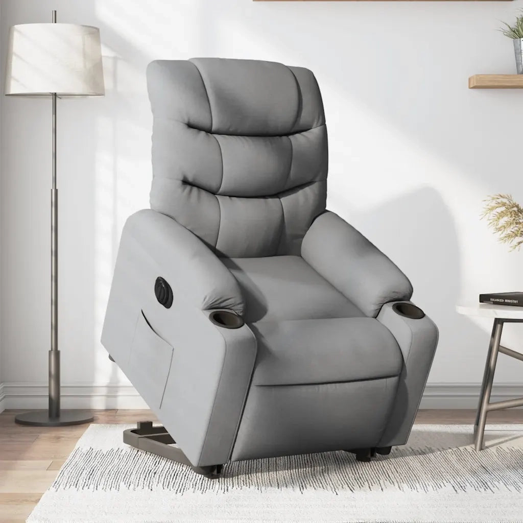 Poltrona Reclinante Alzapersona Elettrica Grigio Chiaro Tessuto 3206663